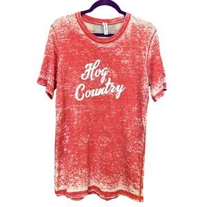 Charlie Southern Hog Country Red Acid Wash Graphic Tee Small